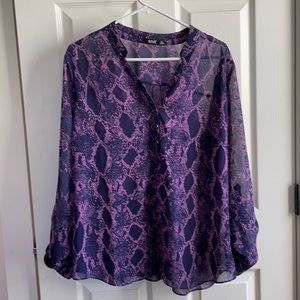 Beautiful NWOT purple/black sheer ladies blouse, size XL